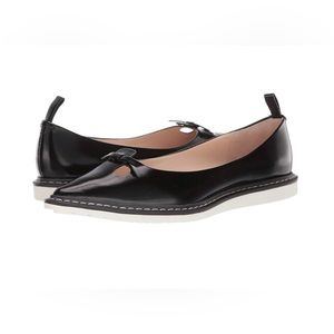 Marc Jacobs Black Pointed Toe Flats with White Sole and Bow